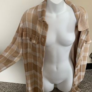COPY - NWOT williamrast sweater cardigan with neutral plaid pattern